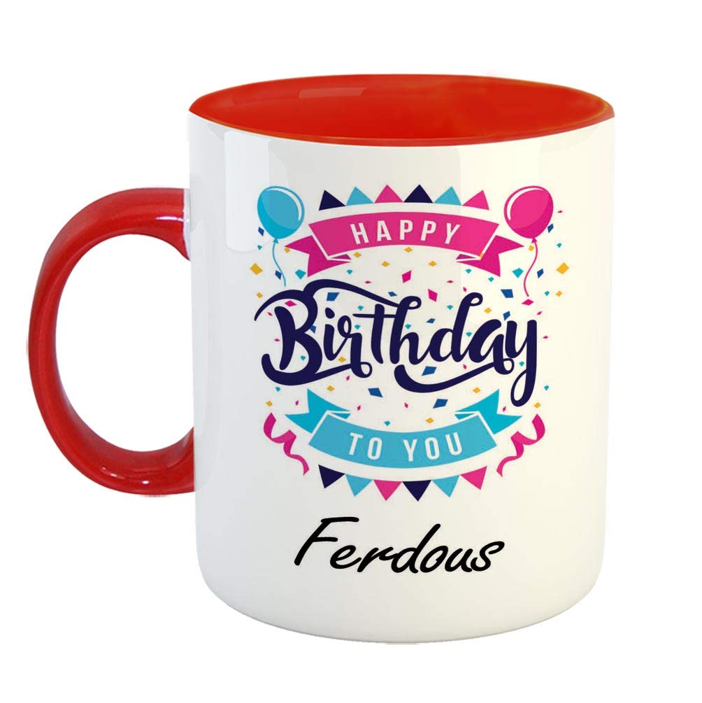 FABTODAY Ceramic Coffee Mug - Best Gift for Birthday, Color - Red, Name - Ferdous