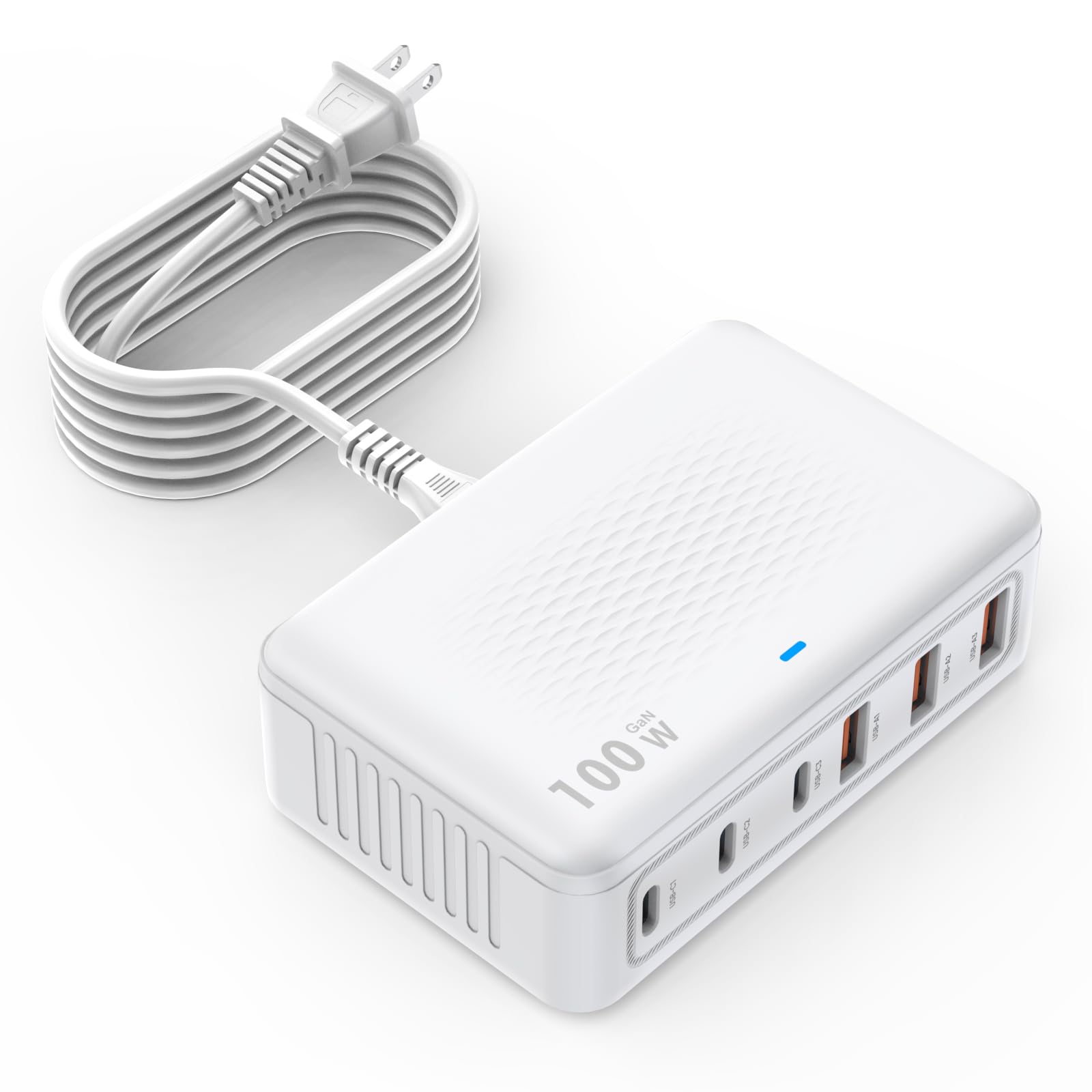USB C Fast Charger 100W GaN 6 Port Type USB C Charging Station Hub Block USBC Wall Charger