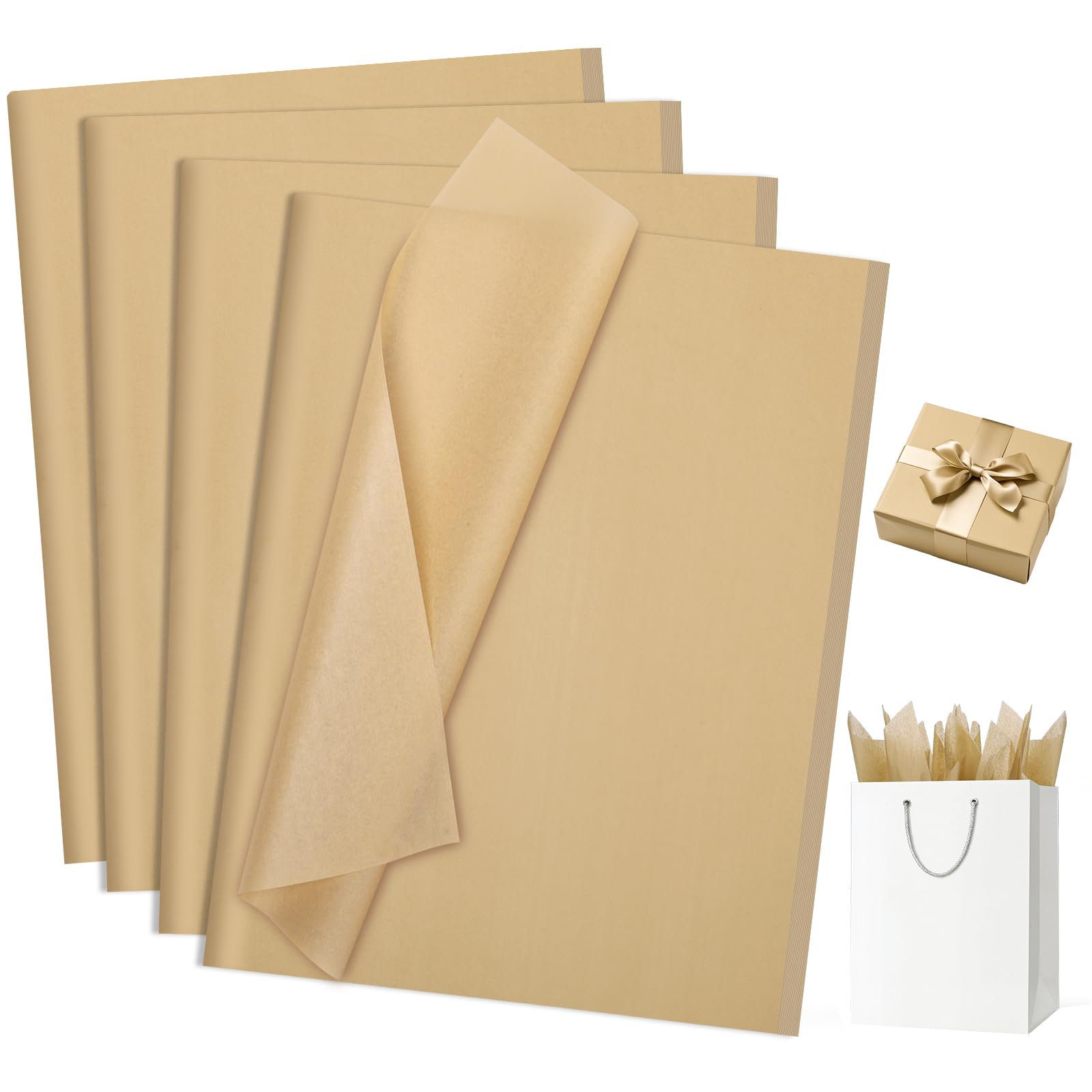 woric 160 Sheets Brown Tissue Paper for Gift Bags 20 X 14 Inches