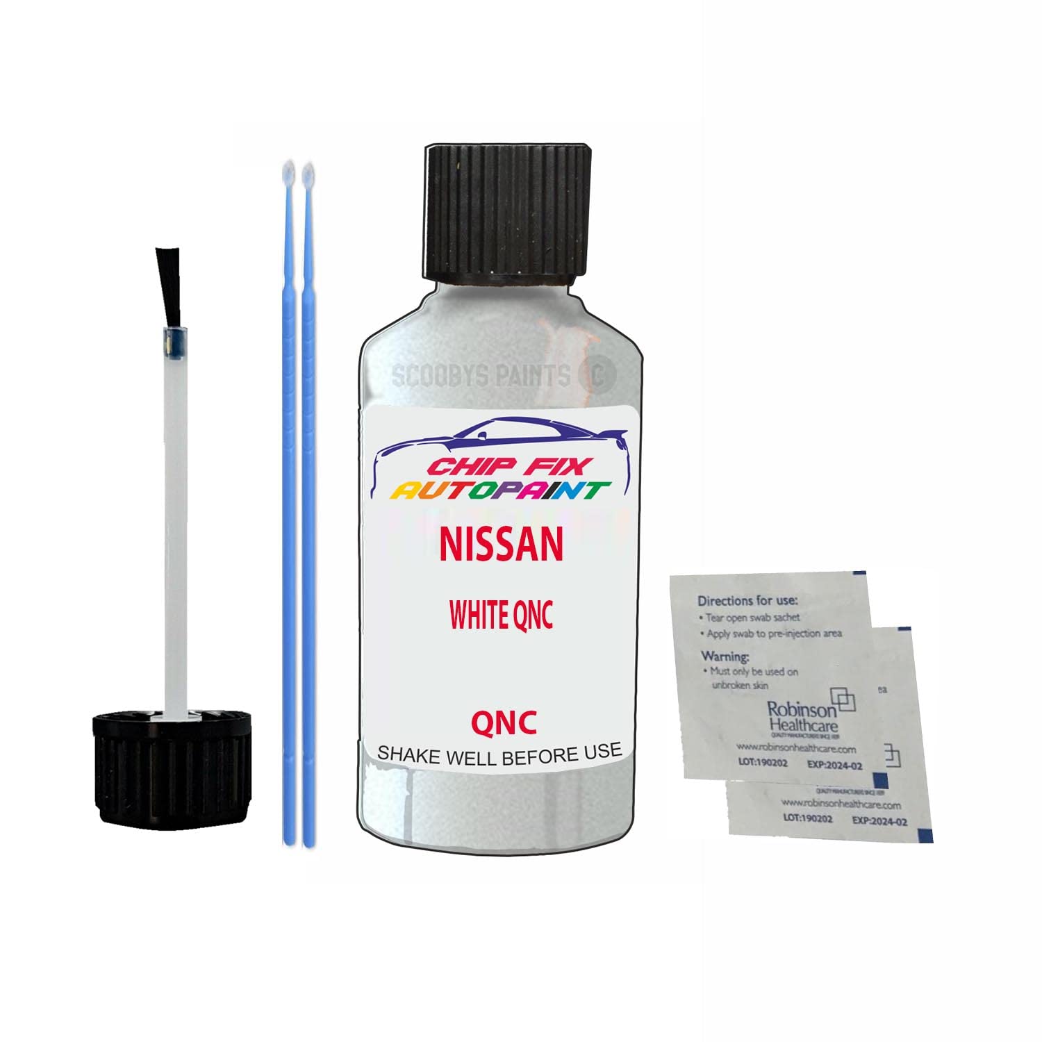 Scoobys Paints Back In The Mix White Qnc Touch Up Paint For Nissan Micra Qnc 2017-2021 30Ml Bottle Brush Scratch Stone Chip Repair Pen