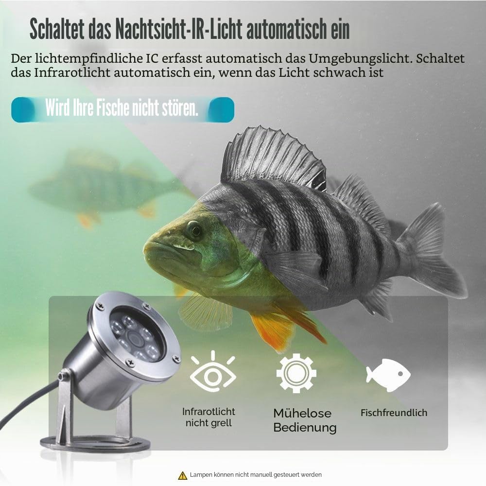 Barlus Unterwasserkameras 304 Edelstahl IP68 5MP 2592×1944 POE IP Kamera 32Ft Kabel Koi Teichkamera