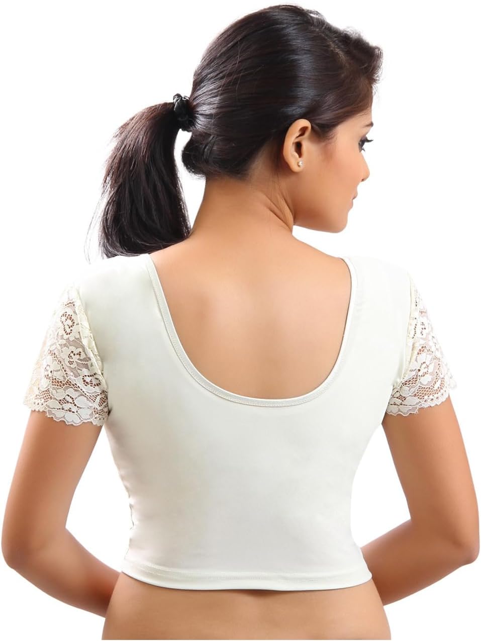 themilestocks Women's Blouses Readymade Gold Stretchable Saree Crop Top Choli Free Size Sparkling - Image 2