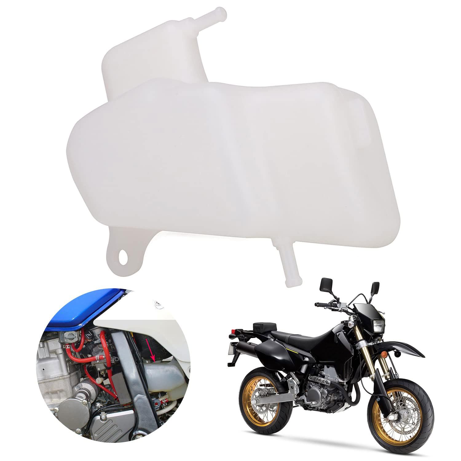 AnXin Motorcycle Coolant Reservoir Plastic Tank Radiator Overflow Bottle For DRZ400SM 2005-2023 DRZ400 2000-2023 DRZ400S 2000-2023 DRZ400E 2000-2007 Dirt Bike