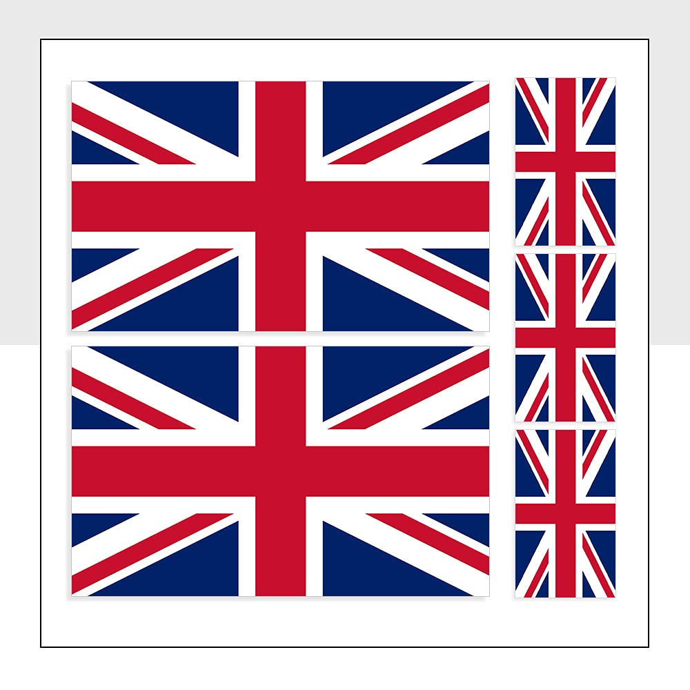 Mixed Pack of 5 United Kingdom Flag Stickers GBR Labels for Bike Van Car Laptop Fridge Helmet Ipad Packwith® #P1058
