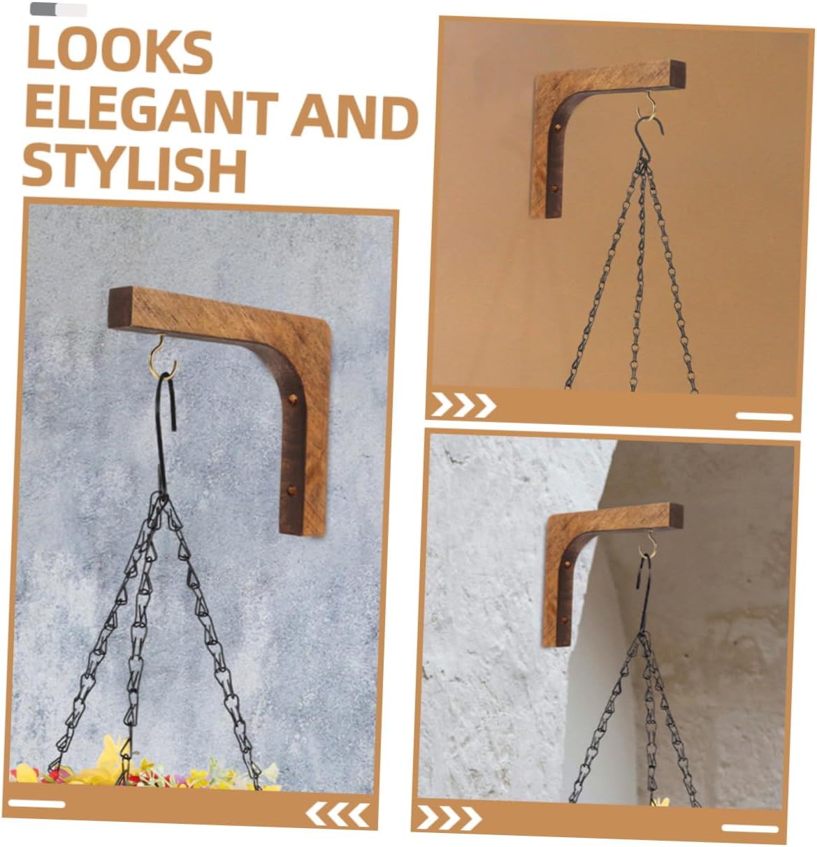 BESPORTBLE 9pcs Wooden Plant Hanger Wall Hooks for Indoor Plants Retro-Style Flowerpot Hooks for Home Decor and Garden