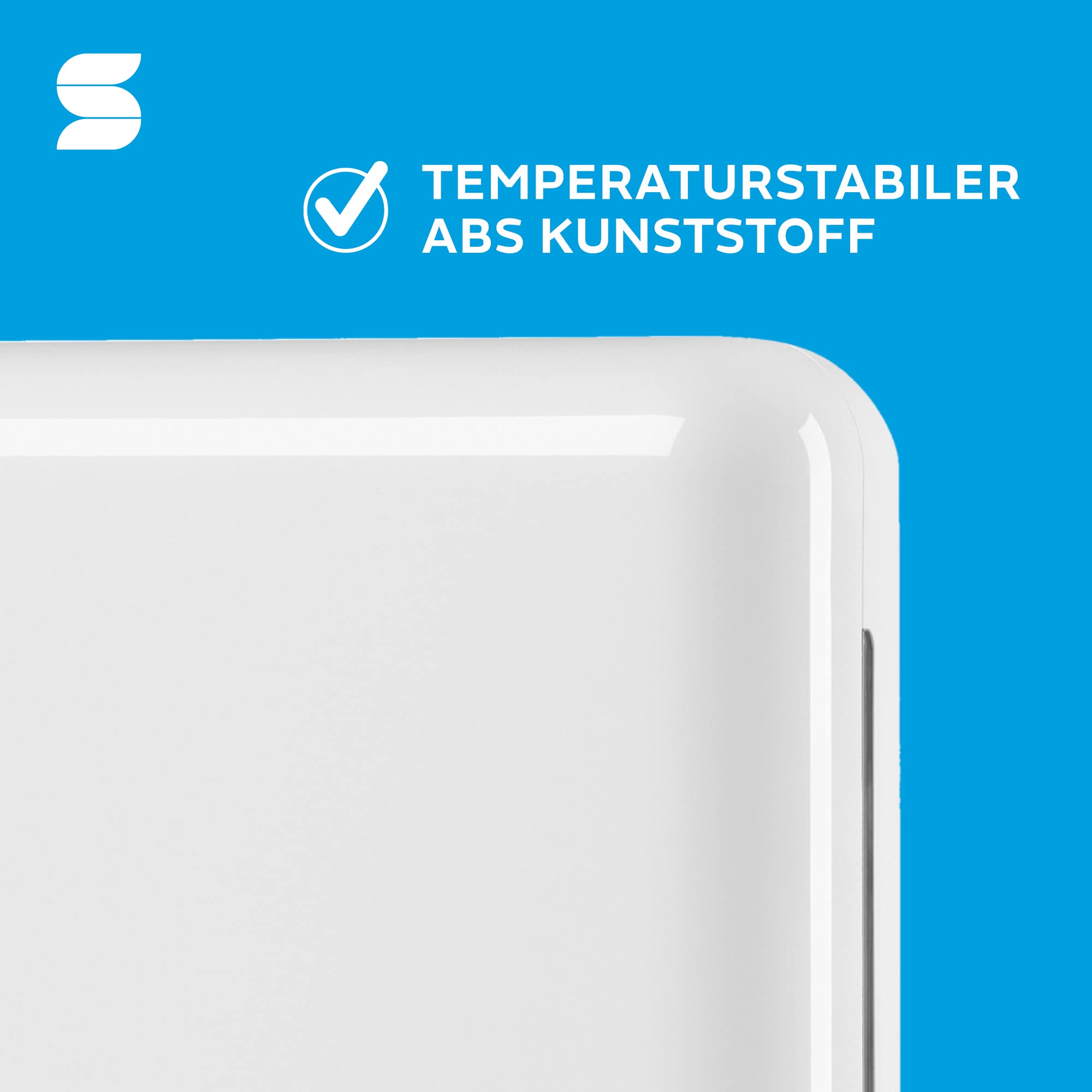 Satino Mülleimer Bad 43l - Eimer mit offenem Deckel zum Hinstellen oder zur Wandmontage - Made in Germany - Abfalleimer aus weißem Kunststoff - Volumen: 43 Liter - Maße: 61 x 40 x 28 cm Abfalleimer