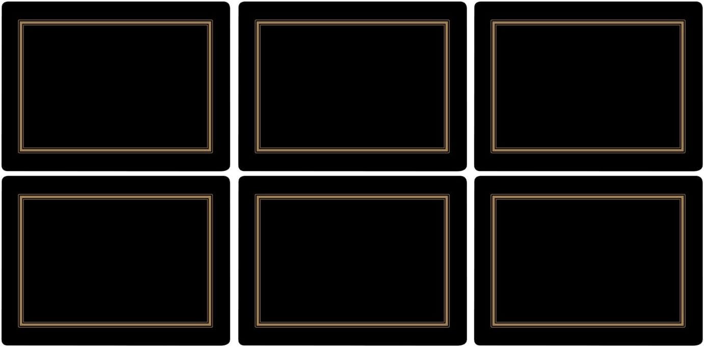 Portmeirion Home & Gifts Pimpernel Classic Black Placemats, Set of 6,30