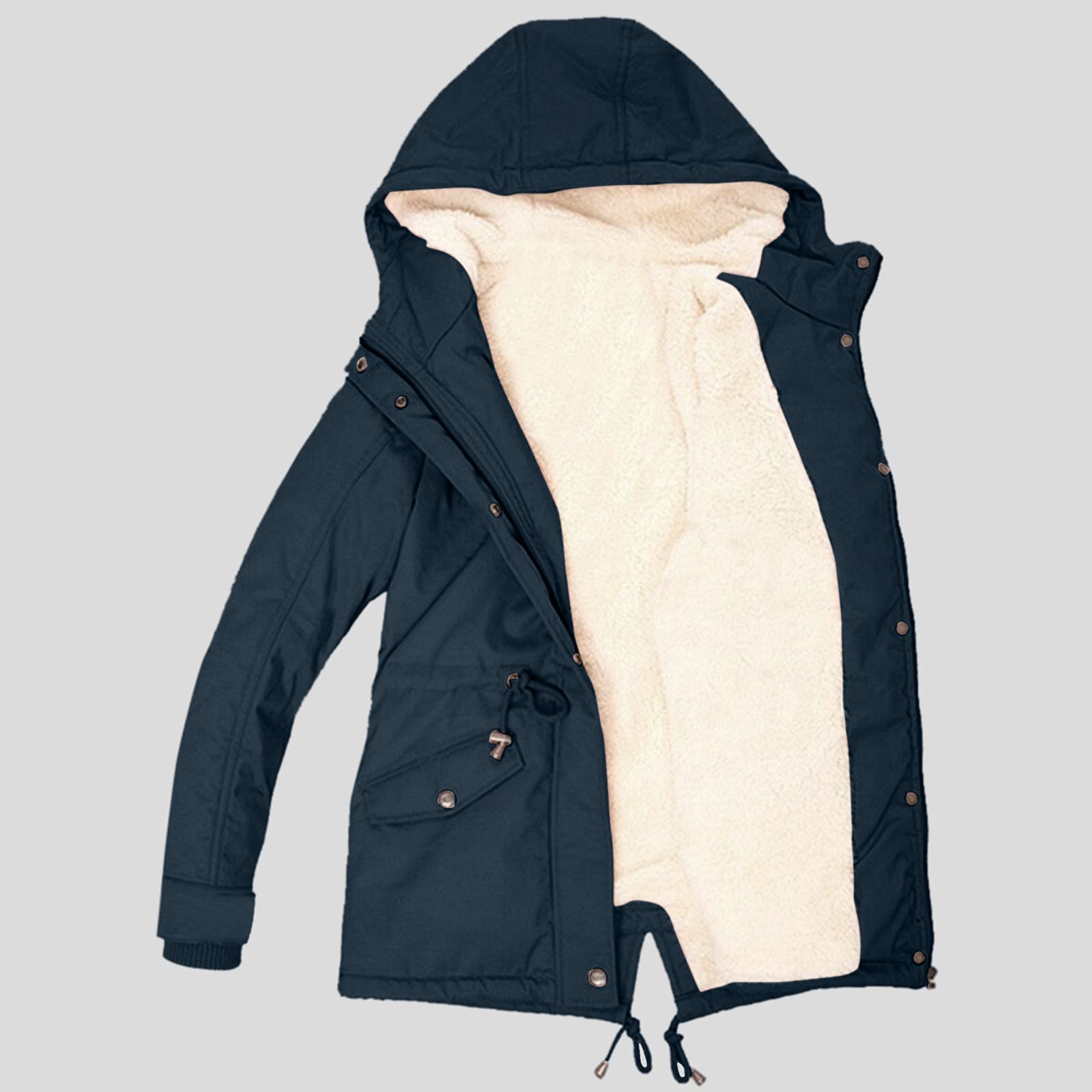 Winterjacke Warm GefüTtert Damen - Lang Elegant Mantel Mit Kapuze 3 In 1 Jacke Damen Damen Wasserdicht Atmungsaktiv PlüSchjacke Kapuzenjacke Outdoor Parka Damenjacke Herbst Winter Outdoor Frauen