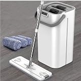 Mop Flat Lava Seca Haste Inox Balde Capacidade Alta 2 Refis Microfibra Multiuso