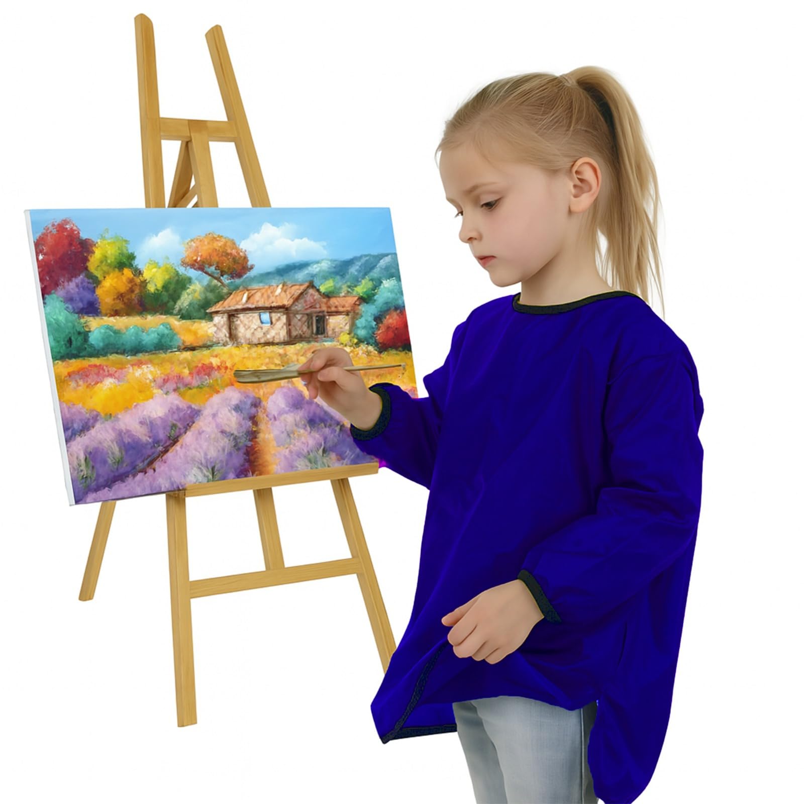 ND Sports Kids Waterproof Art Smock – Long Sleeve Painting Apron for Boys & Girls – Protective Artist Smock with Front Pocket – Ideal for Crafts, School & Home Activities (Navy, 11-12 Years)