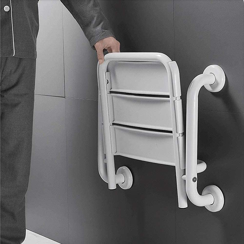 Asiento de Ducha de Pared, Asiento de Seguridad Deo Inoxidable, Banqueta de Baño Plegable, Adecuado para Personas Mayores/Discapacitados, Soporta 330S/White