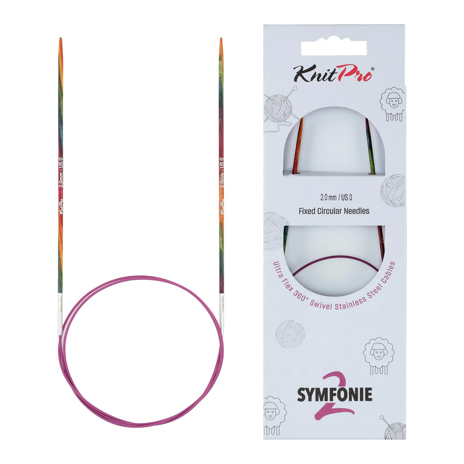 KnitPro Symfonie 2 Fixed Circular Needles 32" (80cm) | 2mm