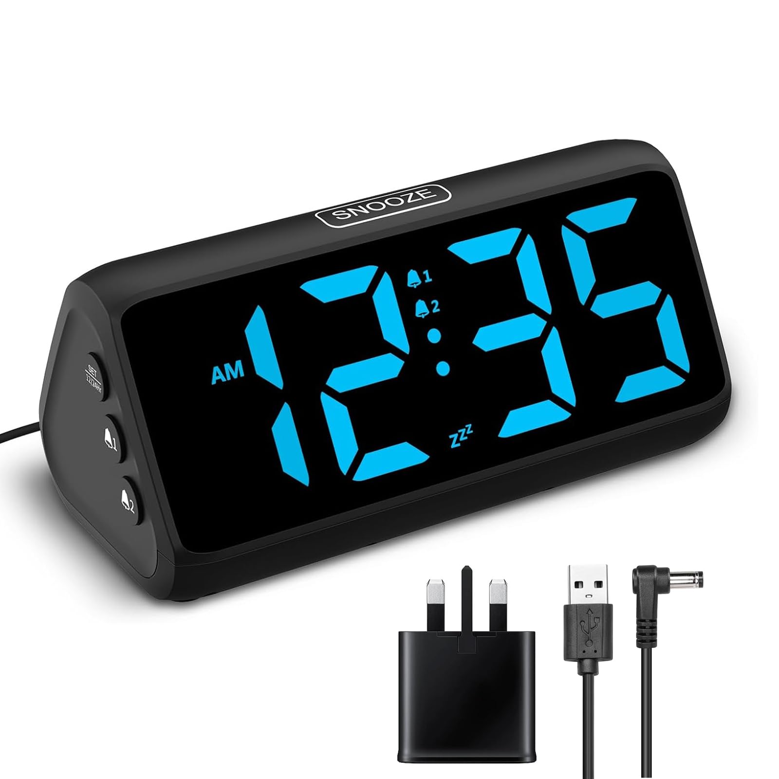 Netzu Digital Clock for Bedroom, Bedside Clocks with Led Display, Dual Alarm, 5 Dimmers, 4 Volumes, Power-Off Memory, Loud Alarm Clocks for Kids Teens Elderly, Pulg-in Alarm Clocks