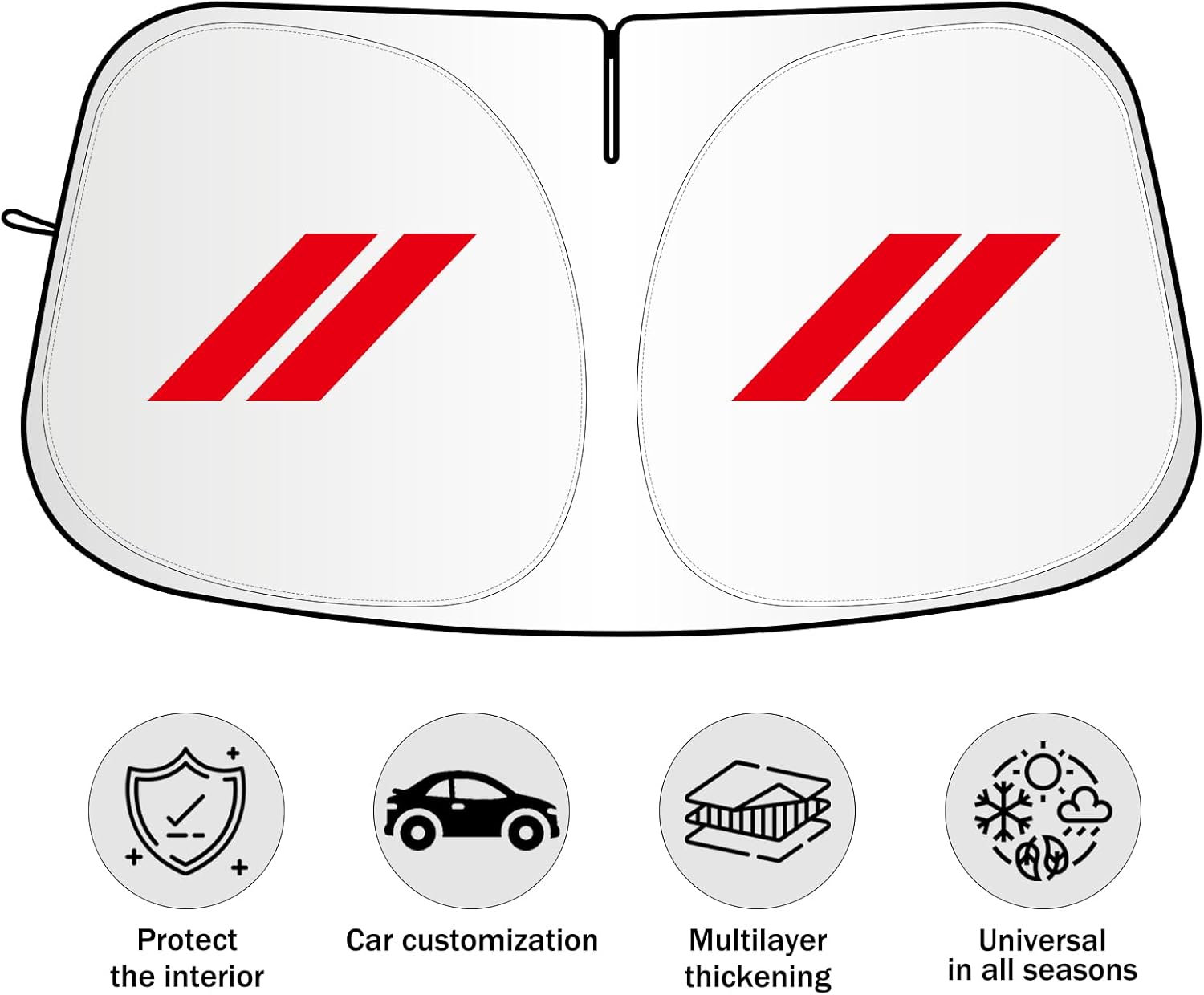 Windshield Sun Shade for Dodge Charger 2006-2024 Challenger 2008-2024 Accessories, 300T Foldable Front Window Sunshade Sun Visor Protector Block UV Rays Visor Cover (red)