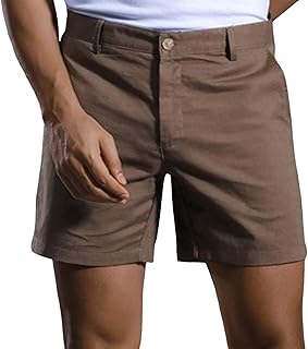 PantalóN Corto Hombre - Pantalones Cortos De Lino De Color SóLido para Pantalones con DiseñO De Botones De Bolsillo Pantalones VersáTiles De Moda para Primavera Y Verano Deporte Bolsillos