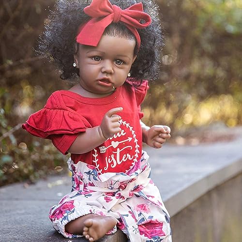 Miniatura 6 de HOOMAI - Muñeca imitación de bebé real, con cuerpo suave de 22.8pulgadas, muñeca realista de niña afroamericana