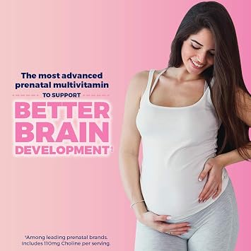 One A Day Womens Prenatal Advanced Complete Multivitamin with Brain Support* with Choline, Folic Acid, Omega-3 DHA & Iron for Pre, During and Post Pregnancy, 90+90 Count, (180 Count Total Set)