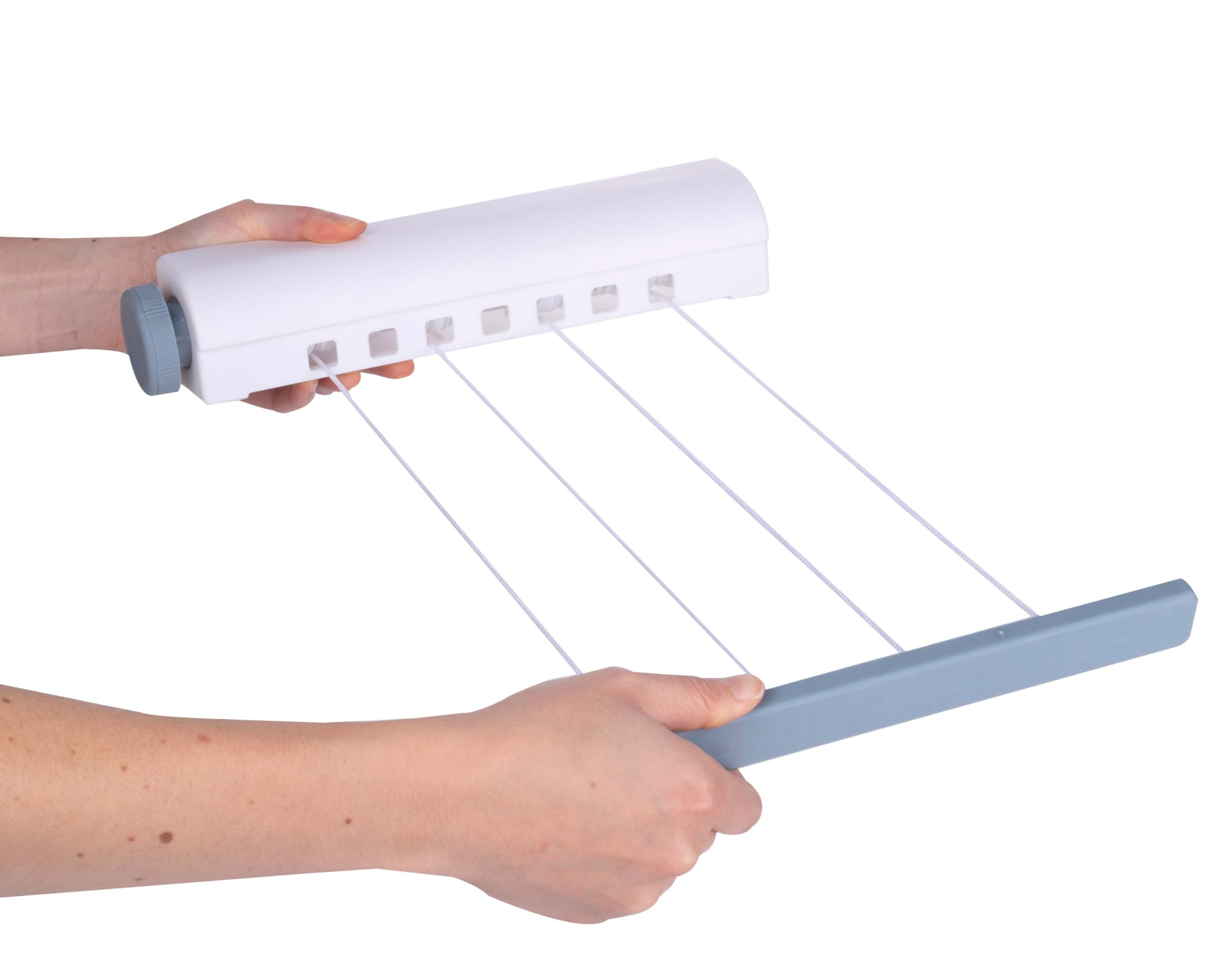 Alpina Retractable Washing Line, 4 x 14m Pull Out Reel Lines, Wall Mounted, White, Clothes Dryer, Automatic, Extendable, Easy Installation, Portable, Residential Use
