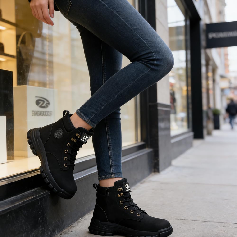 Casual Boots For Women Waterproof Outdoor Ankle Boots Lightweight Lace up Womens Stylish Walking Hiking Shoes