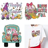 3 Sheets Easter Heat Transfer Vinyl Sticker Car Easter Colorful Egg Transfers Stickers Bunny Pattern