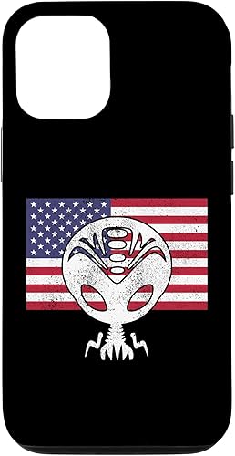 iPhone 14 Pro Alien Head USA Flag Colorful Alien Face Alien Believers UFO Case
