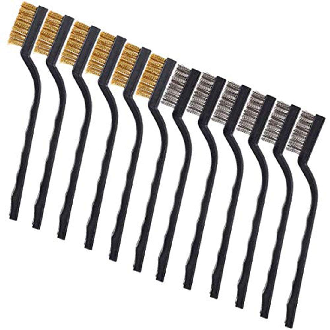 DIY Crafts 12 Pcs, Stainless Steel + Brass, Wire Brush Scratch Brush (Stainless Steel + Brass), Curved Handle Masonry Brush Wire Bristle f (12 Pcs, Stainless Steel + Brass) (B07N2TV521) Amazon Price History, Amazon Price Tracker
