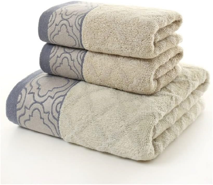 Three Piece Towel Bath Towel Set Soft Strong Water Absorption Rhomboid Towel for Home Hotel Bathroom(E)