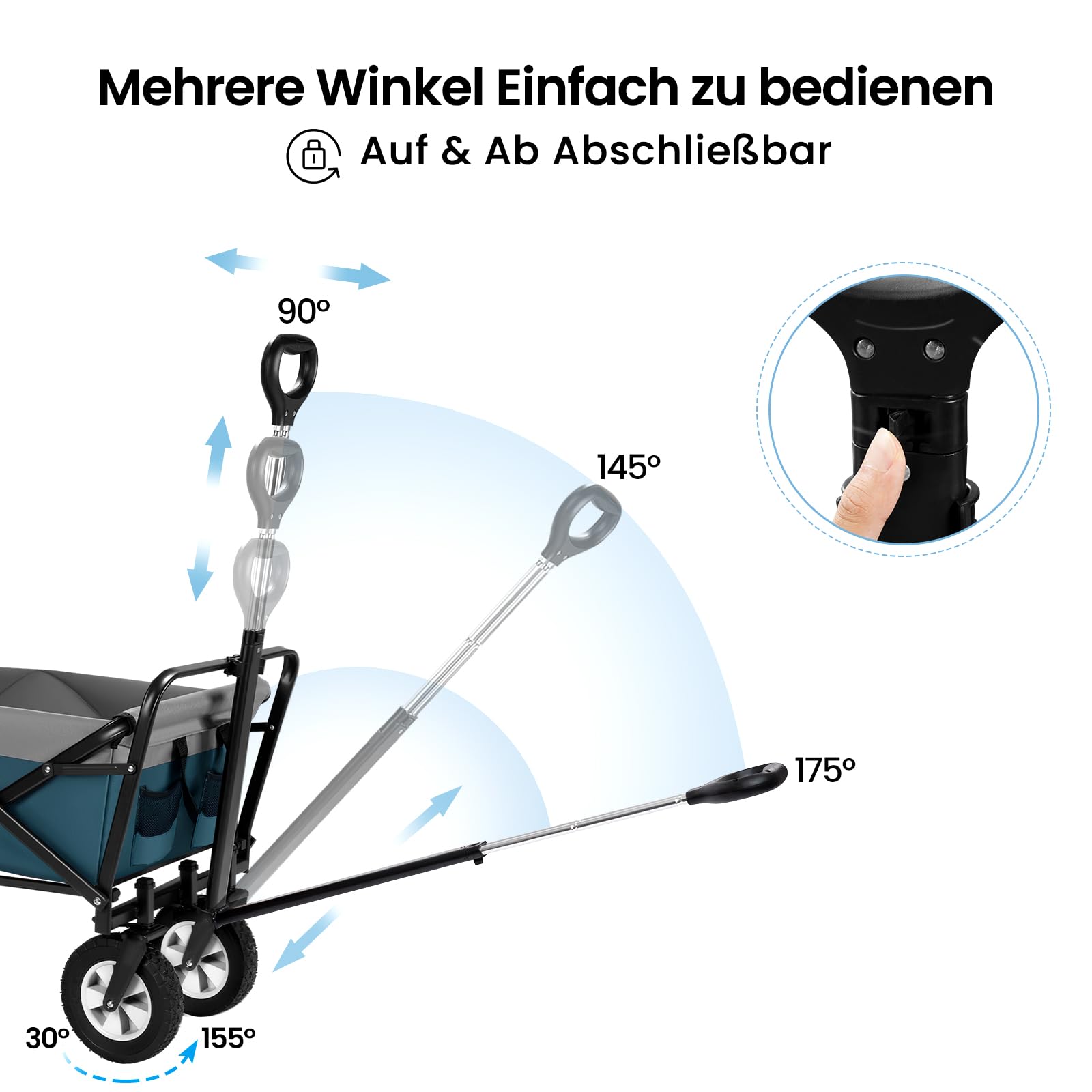 EUGAD Bollerwagen faltbar klappbar Transportkarre Handwagen mit 4 Rollen für Camping Einkaufen belastbar bis 80kg, Blau