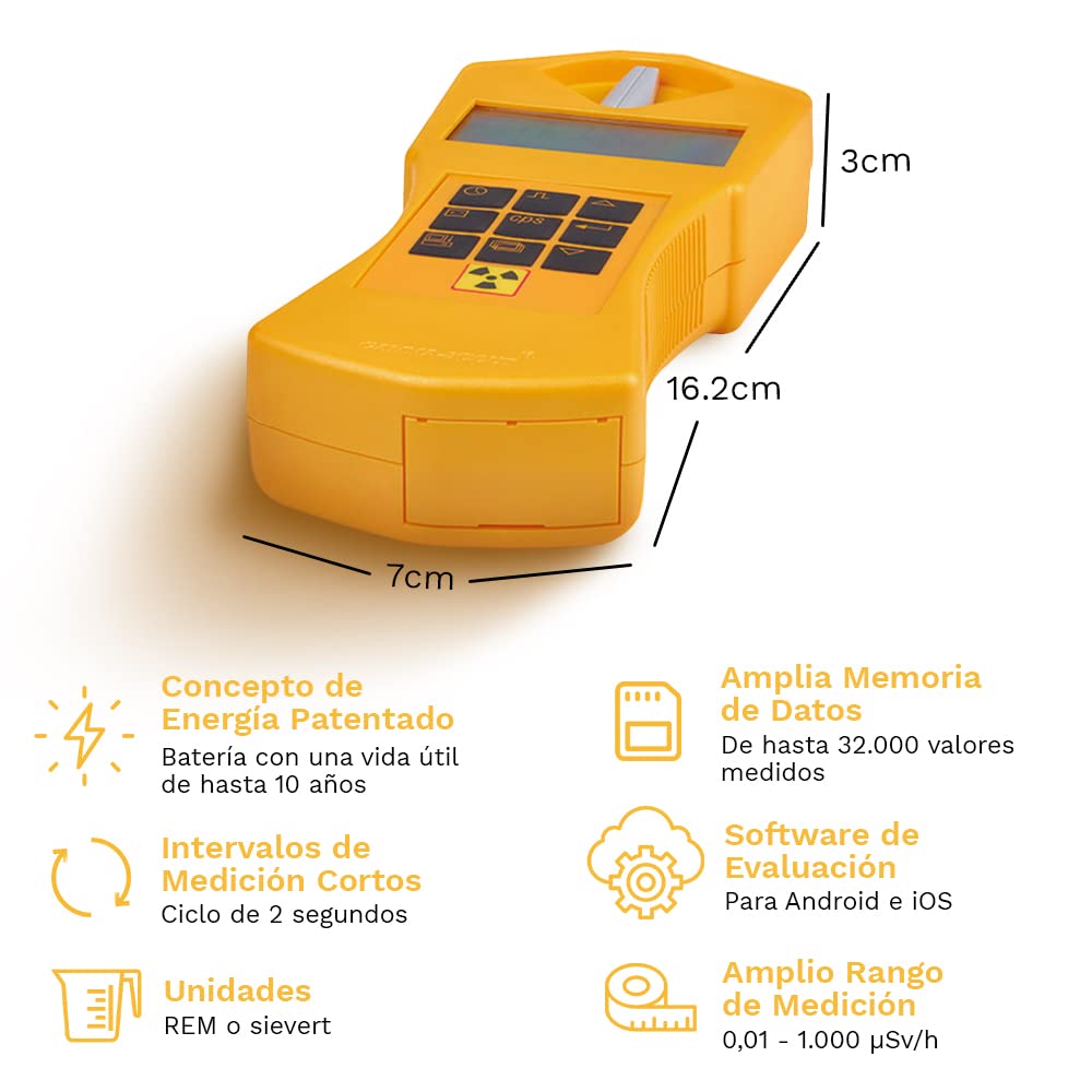 Standard | Contador Geiger para radiactividad - dispositivo de medición profesional para radiación alfa, beta y gamma - uso como dosímetro personal - incluye interfaz USB y software de evaluación.