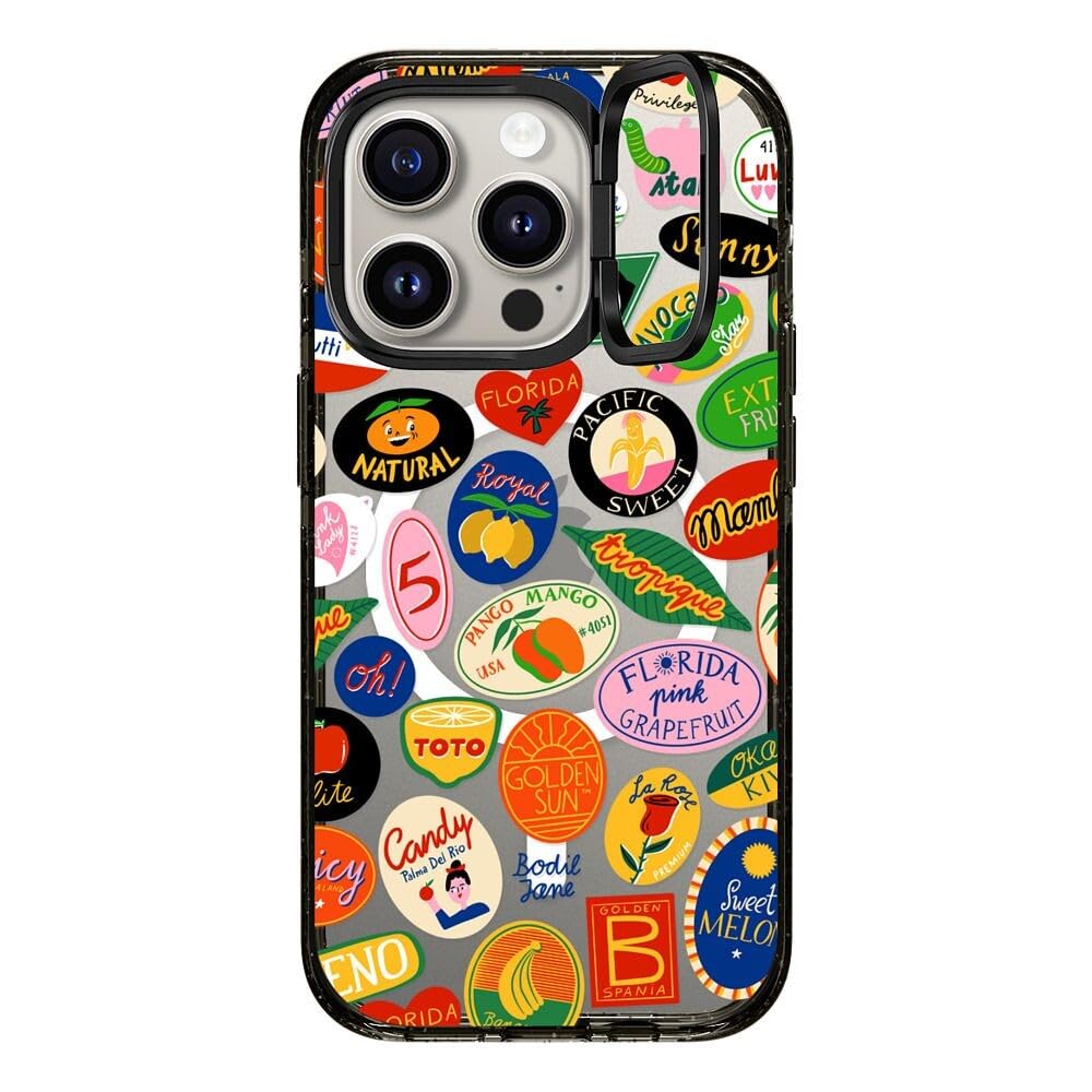 CASETiFY Impact Ring Stand Case for iPhone 15 Pro [3X Military Grade Drop Tested / 6.6ft Drop Protection/Compatible with Magsafe] - Stickers - Fruit