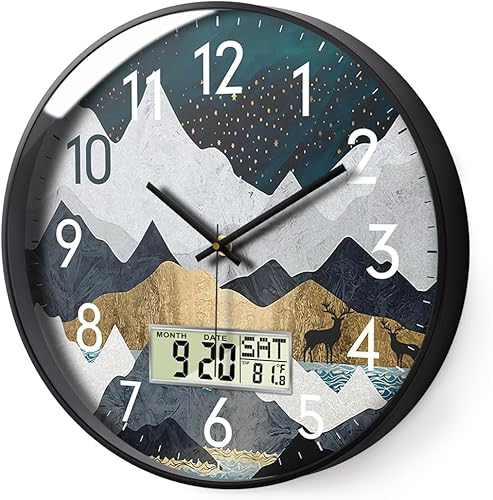 Reloj de pared analógico silencioso con fecha y temperatura, reloj de pared digital de 12 pulgadas sin tictac, funciona con pilas, reloj de pared