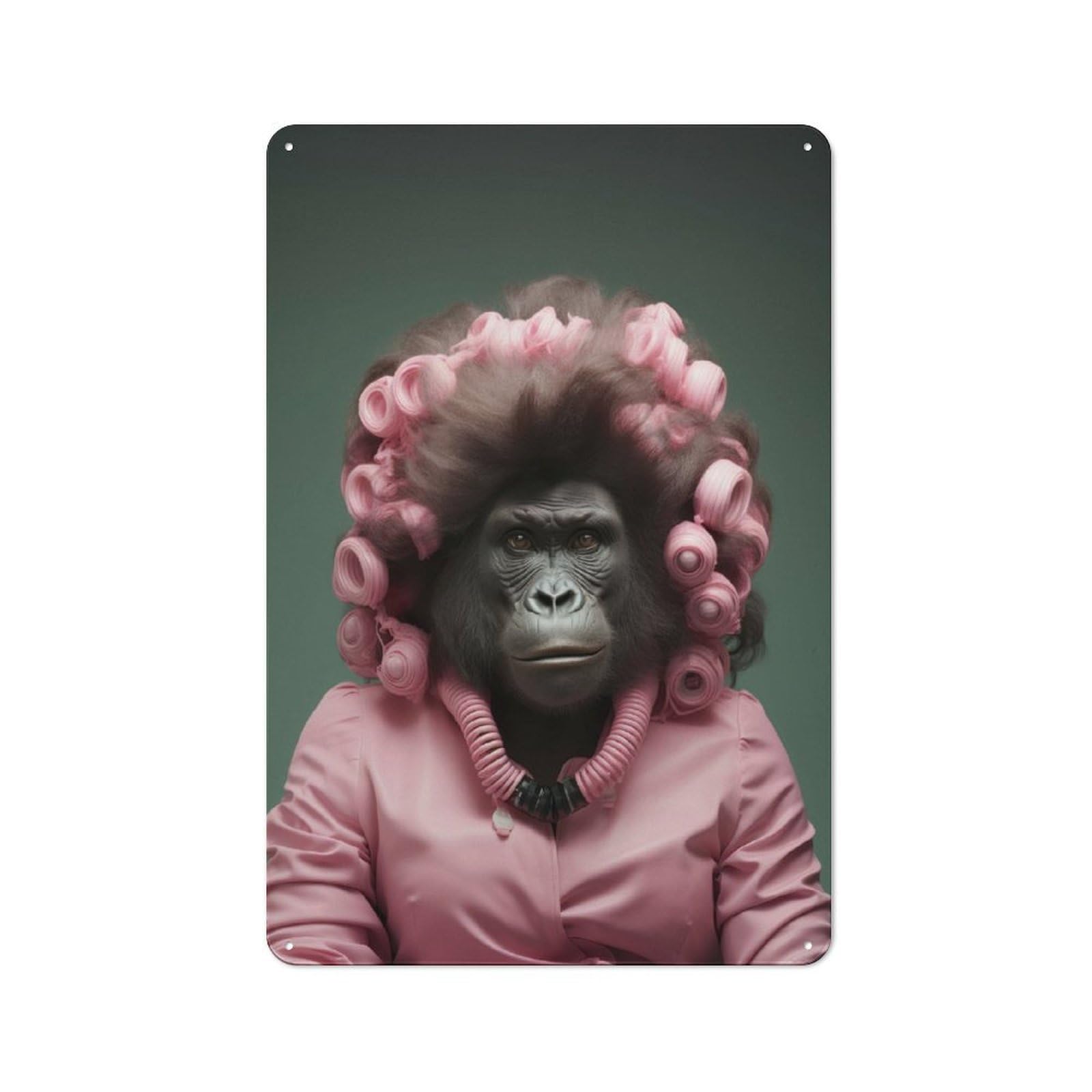Junmoney A Monkey With Curly Hair Farmhouse Metal Sign 30X20cm, Rustic Cottage Wall Art For Cottage, Kitchen, Hallway Or Breakfast Nook