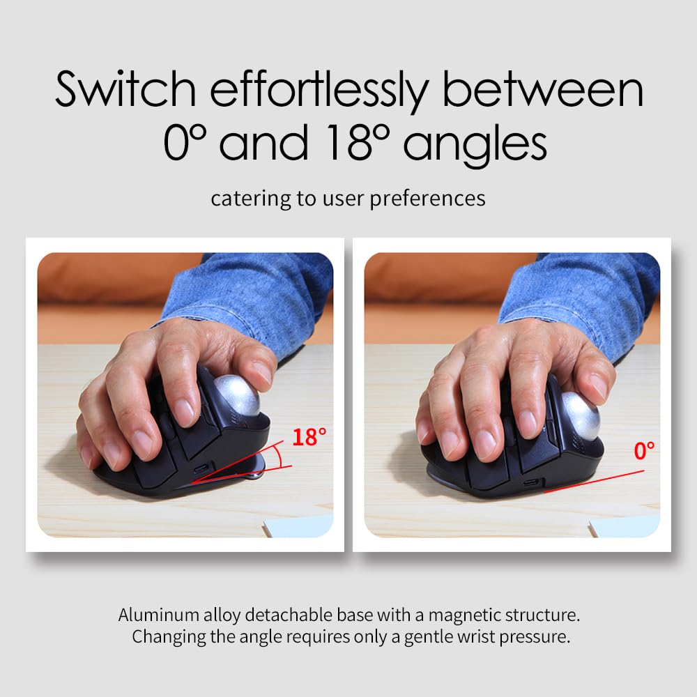 docooler F-33 Trackball bezprzewodowa mysz potrójny tryb BT do profesjonalnego projektanta graficznego 2D/3D Cross-creen CAD Drawing PS RGB z programowalnym regulowanym kątem myszy