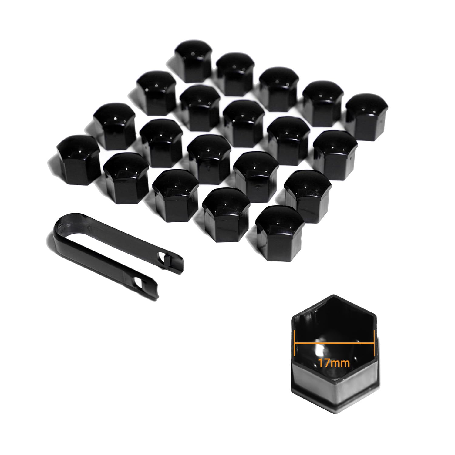 TRACER Copribulloni per Ruote 17 mm Nero Copri Dadi Universali in Plastica