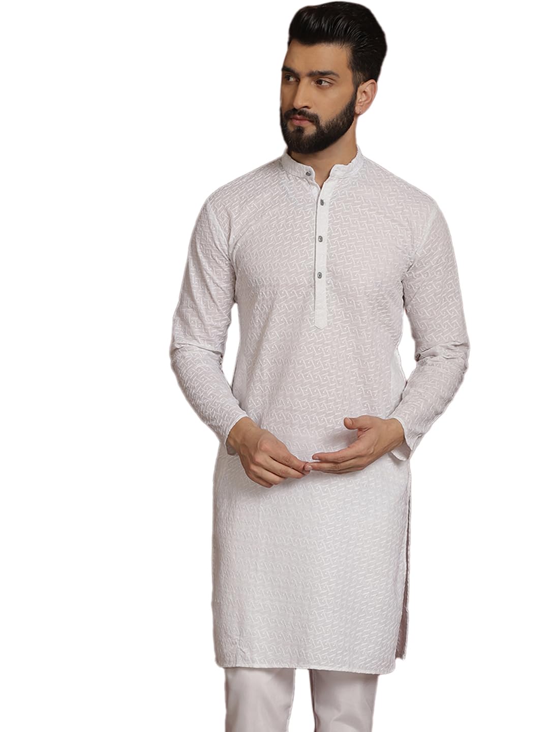 sojanya (Since 1958 Men's Woven Design Silk Blend Kurta with Churidar & Embroidered Nehru Jacket-picture-11