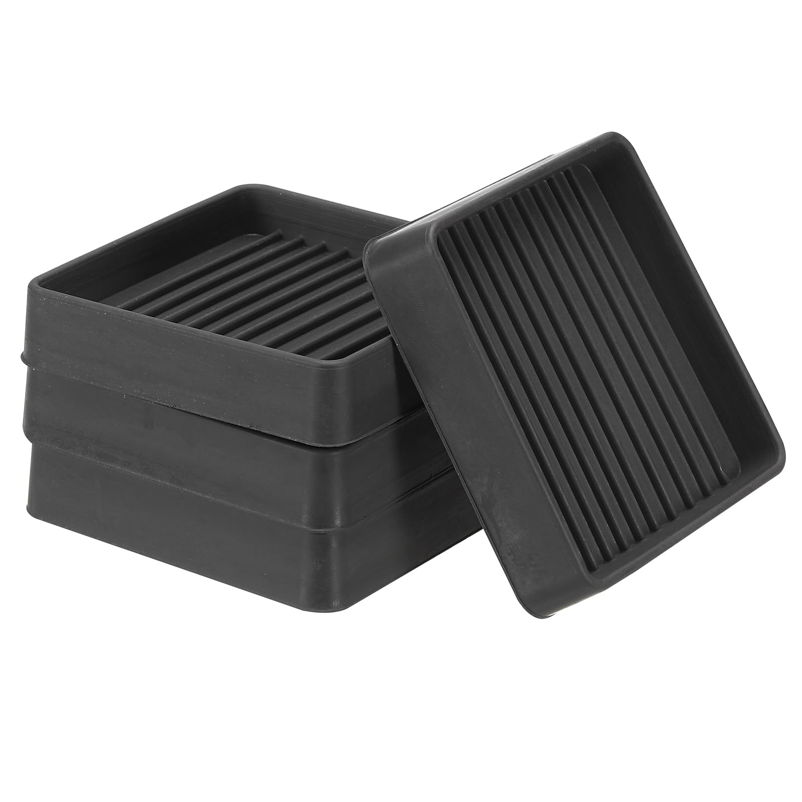 PATIKIL 2"x2" Square Rubber Furniture Pads, 4 Pack Non Slip Caster Cups Anti Skid Floor Protectors for Furniture Feet Bed Couch Chair Table Stopper, Black