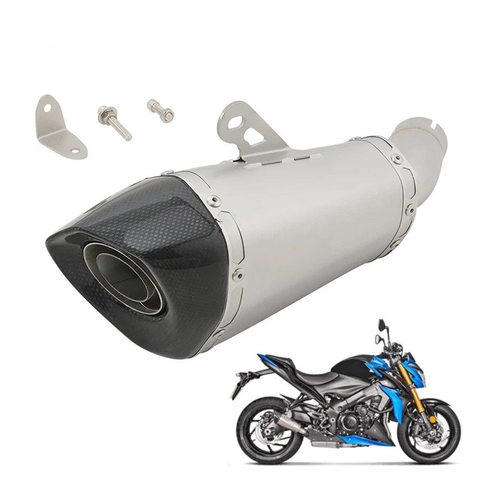Marmitta Scarico Moto Per SUZUKI Per GSX-S1000 2015-2020 Moto Sistemi Di Fuga Scarico Centrale Collegamento Tubo In Fibra Carbonio Silenziatore