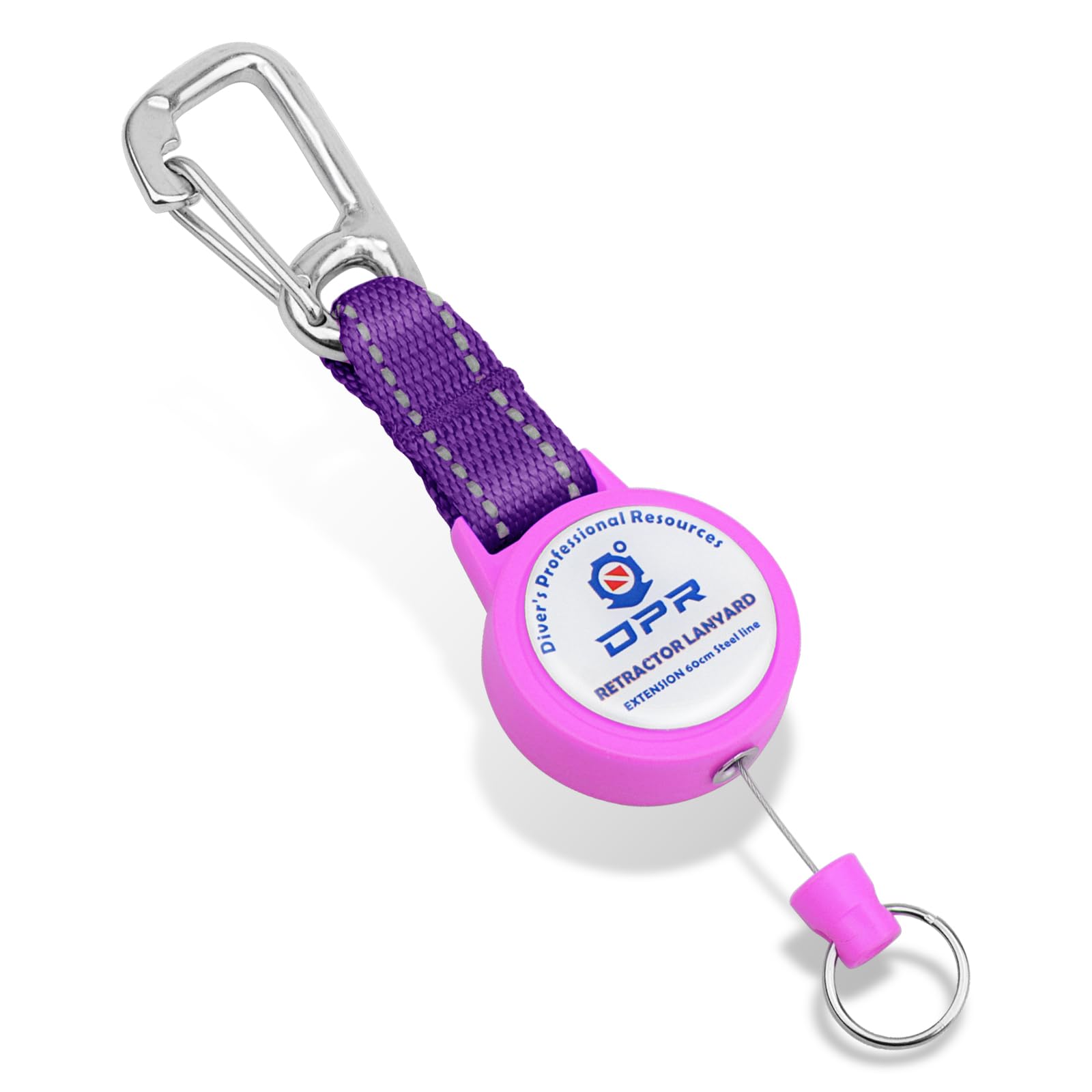 Scuba Retractor Clip, Dive Gear Retractable Tether with 316 Steel Snap Hook 60cm (24″) Quick-release Extension Cord