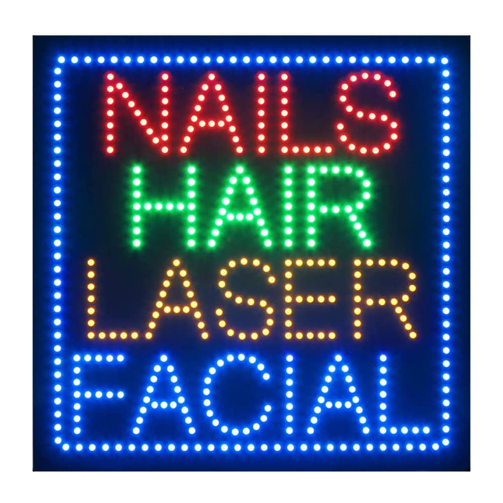 LED Nails Spa Facial Waxing Sign for Business, Super Bright LED Open Sign for Nail Salon Electric Advertising Display Sign for Beauty Salon Spa Business Shop Store Decor.