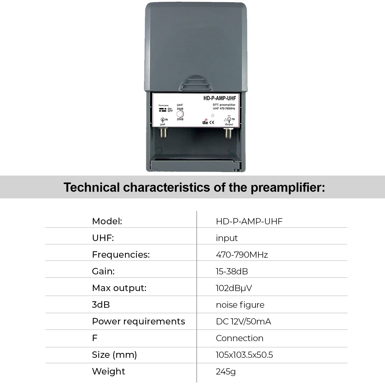LEYF Amplificateur + Alimentation 4 Sorties TV pour antenne terrestre TNT/préamplificateur HDTV Ampli pour TNT HD Signal