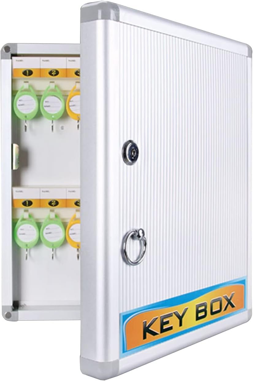 Key Cabinets Key Cabinet with Hooks Wall-Mounted Real Estate Key Management Box Car Key Storage Box for Elderly Parents Spare House Keys (24 Keys)-image-9