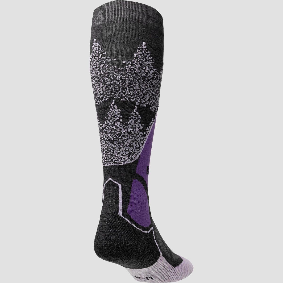 Bridgedale Chaussettes de ski mi-hautes en laine mérinos Performance pour femme, noir/violet, L, noir/violet, Large