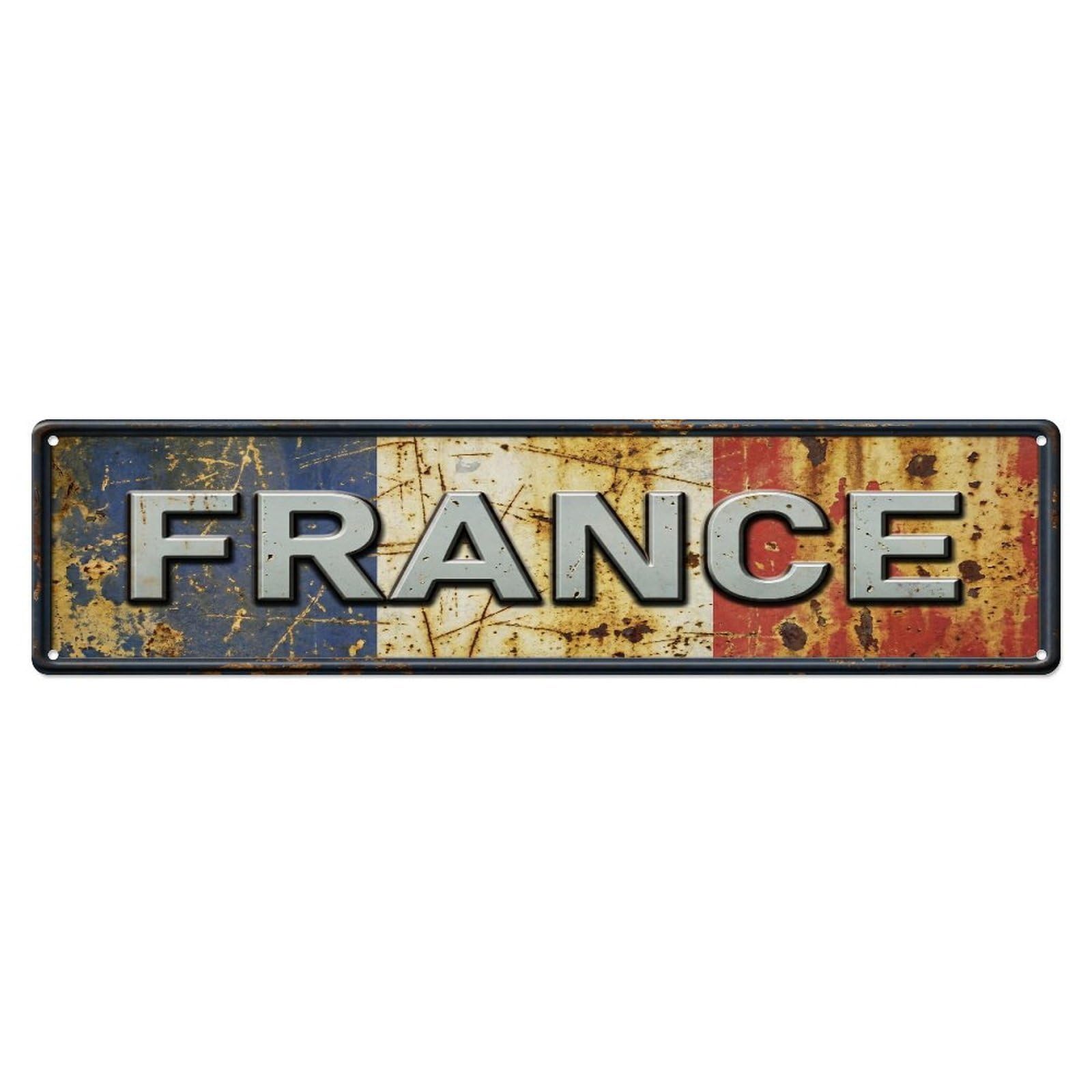 Xanthor Style Metal Tin Sign Vintage France Flag Pattern