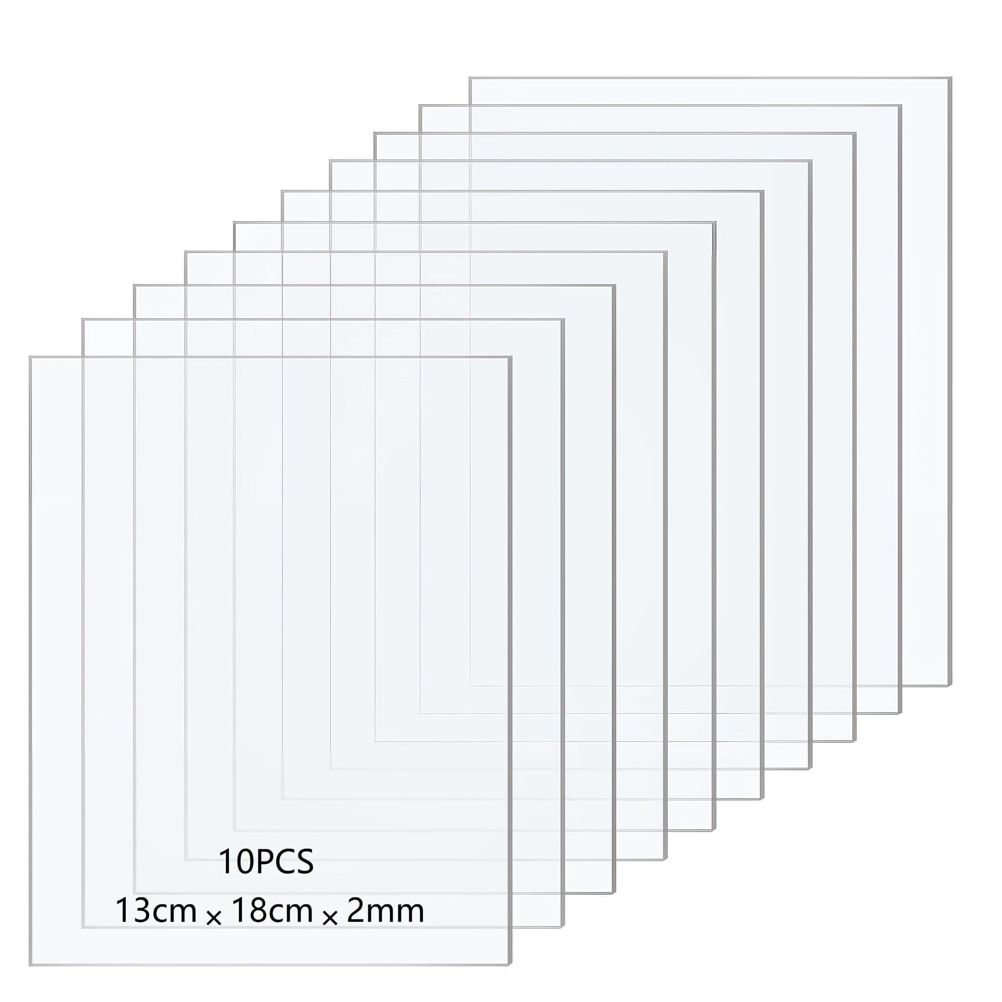 10 Pcs Clear Acrylic Sheets, 2mm Thick Clear Perspex Sheet, Transparent Plastic Sheet Acrylic Board, for Picture Frame Glass Replacement, Display Projects, Painting, DIY Craft (13 * 18cm)