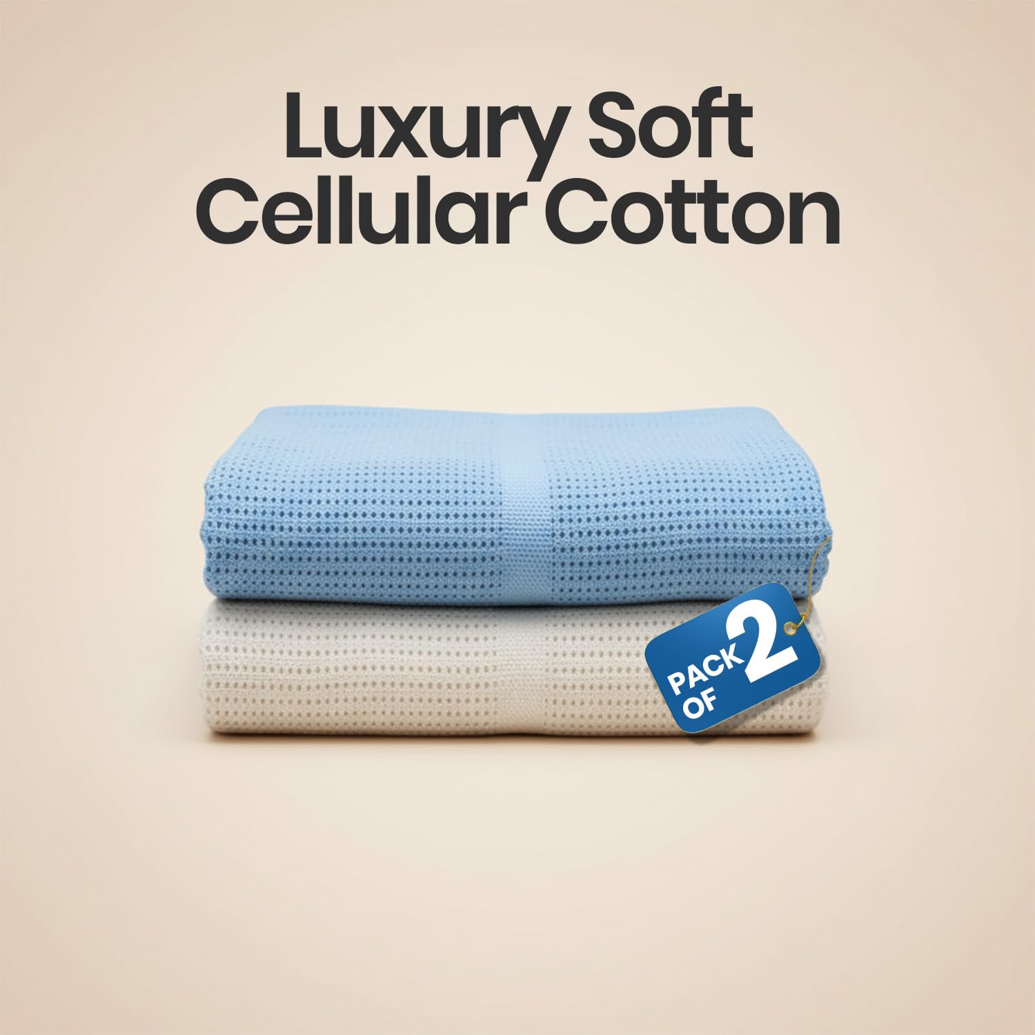 Lilly Belly - Cellular Blankets Baby, Blue/Off White, 70 x 90 cm - Image 3