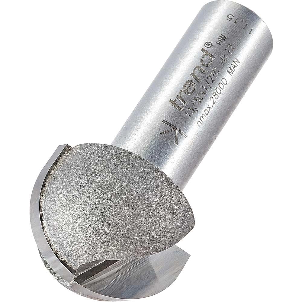 Trend Professional Cove Cutter, 12.7Mm Radius, 1/2 Inch Shank, 25.4Mm Cut Diameter & 15.9Mm Cut Length, Tungsten Carbide Tipped, 13/30X1/2Tc