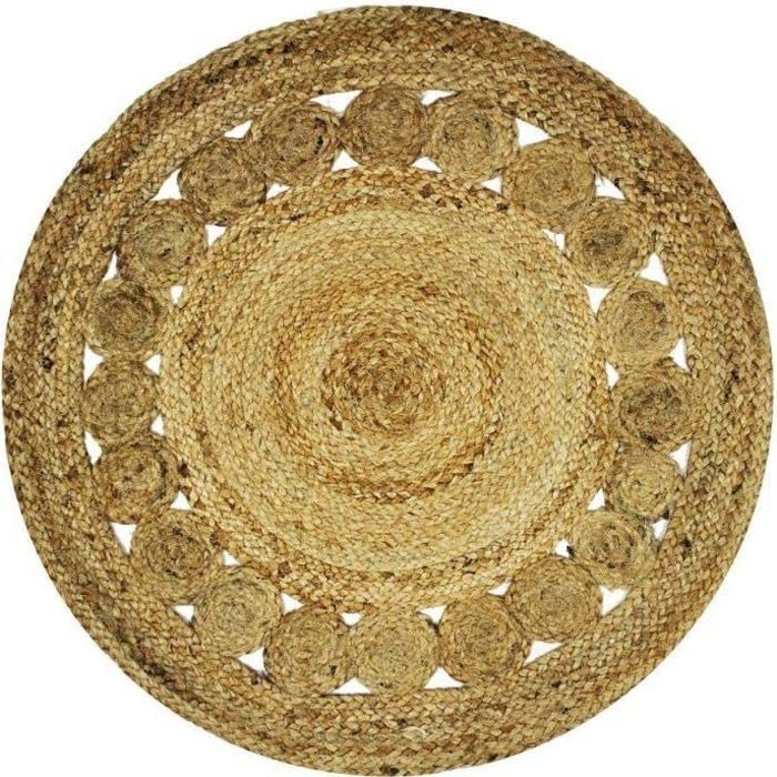 Alfombra de 70 cm de diámetro, Natural