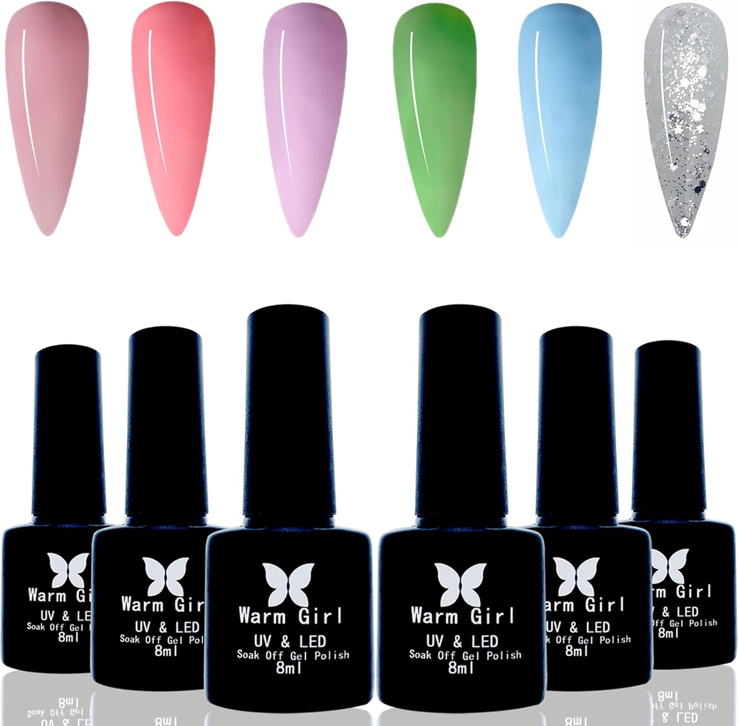 Warm Girl ジェルネイル カラージェル 8ml 6色セット Uv Led対応 ポリッシュタイプ セルフネイル フェミニンピンク ラメ 豪奢な Warm Girl ジェルネイル カラージェル 8ml 6色セット Uv Led対応 ポリッシュタイプ セルフネイル フェミニンピンク ラメ 豪奢な