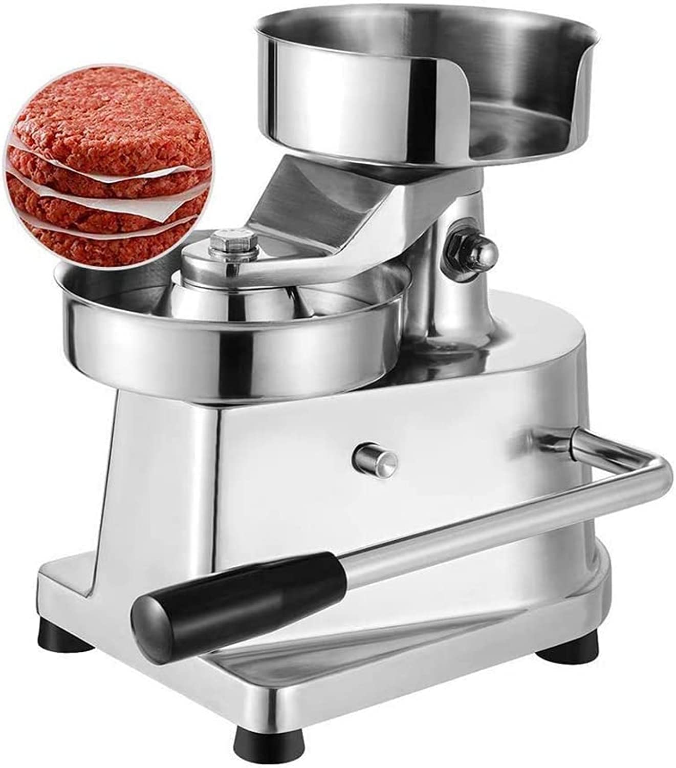 Commercial Hamburger Press Patty Maker Stainless Steel Burger Press Tool Heavy Duty Meat Forming Processor 500 Pcs Patty Papers, Sliver (130mm)