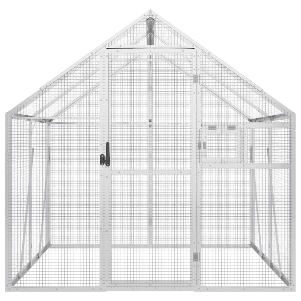 IKAYAA Pajarera Exterior en Jardín, Jaula Grande para Aves, Casa para Aves Exóticas, Voladera de Jardín 1,79x2x1,85 m Plateado